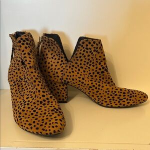 Qupid Tan and Black Spotted Ankle Boots